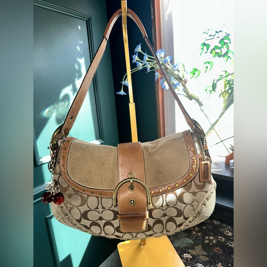 Vintage Coach Soho Studs Suede Mix Shoulder Bag